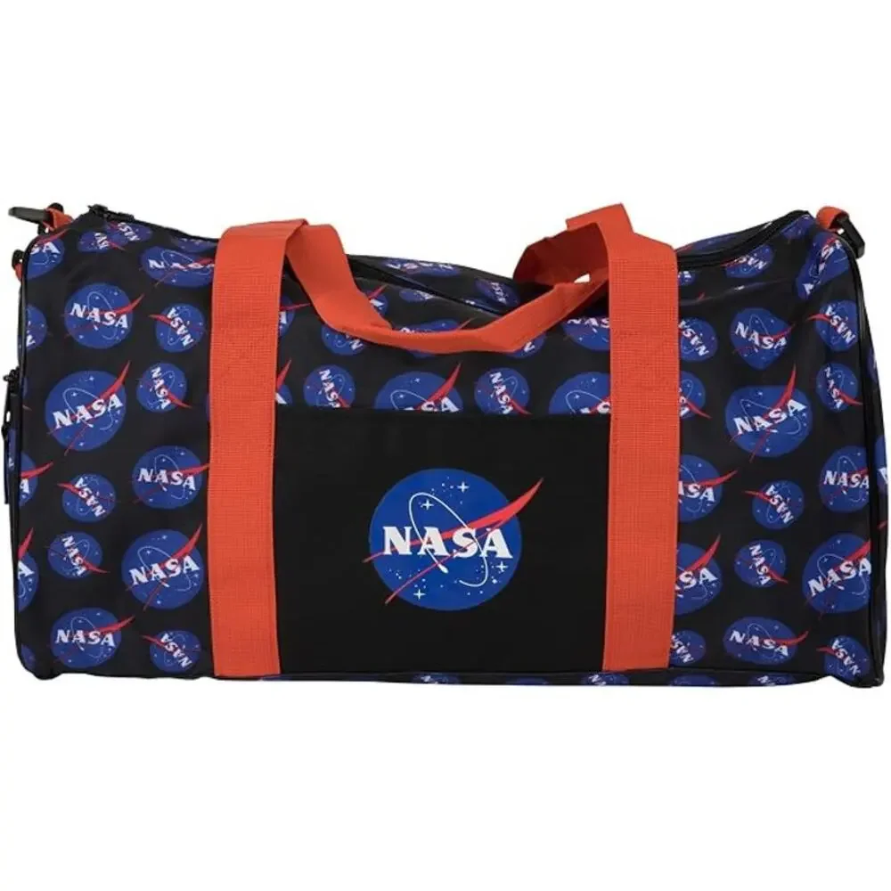 New NASA Logo All Over Print Orange/Blue Utility Duffle Bag Travel Luggage